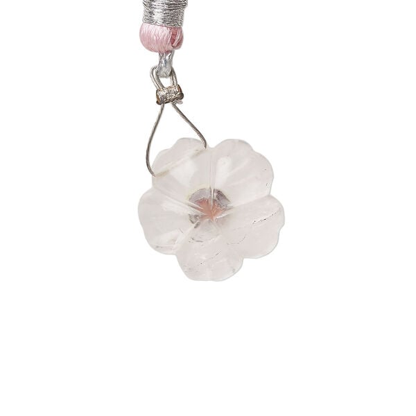 Light rose quartz / garnet 1pkg1, top-drilled hand-cut 1sided carved flower bead natural, 16mm image number 1