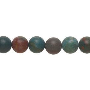 Indian bloodstone 1pkg1, matte round bead natural 8 inch 8mm