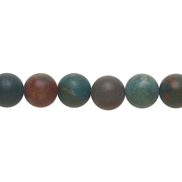 Indian bloodstone 1pkg1, matte round bead natural 8 inch 8mm image number 0