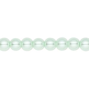 Bead, crystal pearl, light green, 6mm round. Sold per pkg of (2) 15-1/2" to 16" strands, approximately 130 beads.