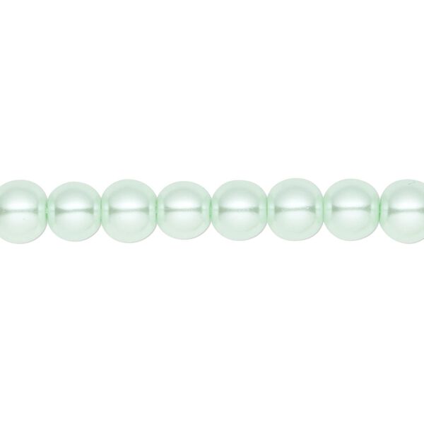 Bead, crystal pearl, light green, 6mm round. Sold per pkg of (2) 15-1/2" to 16" strands, approximately 130 beads. image number 0