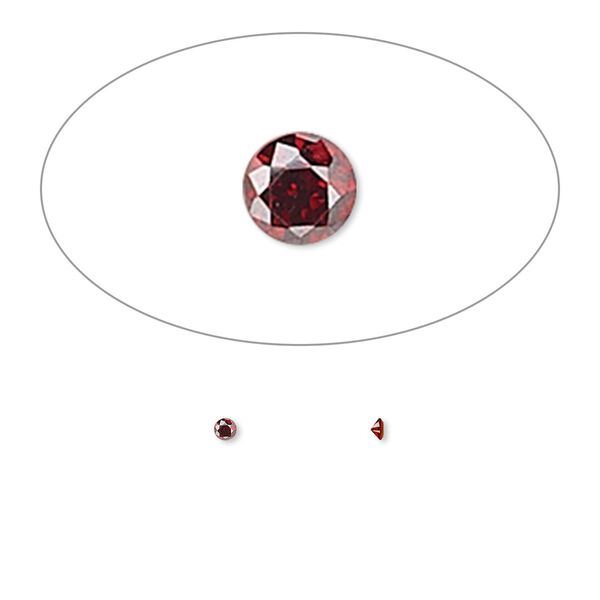 Gem, cubic zirconia, garnet red, 1.5mm faceted round, Mohs hardness 8-1/2. Sold per pkg of 10. image number 0
