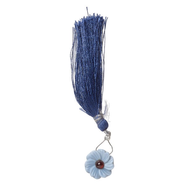 Blue opal / garnet 1pkg1, top-drilled hand-cut 1sided carved flower bead natural, 14mm image number 2