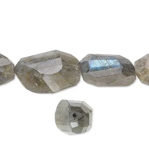 Labradorite 1pkg1, hand-faceted nugget bead natural 15.5-16 inch medium