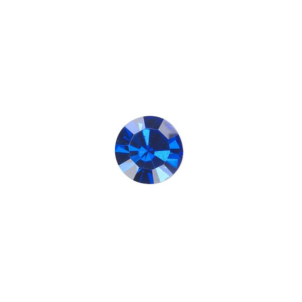 Chaton, glass rhinestone, sapphire blue, foil back, 9.9-10.2mm faceted round, SS45. Sold per pkg of 4. image number 0