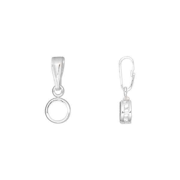 Pendant, sterling silver, smooth round, 16x6mm, 5mm round setting. Sold individually. image number 0