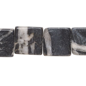 Zebra stone (marble) 1pkg1, flat square bead natural, 15 inch 14-15mm