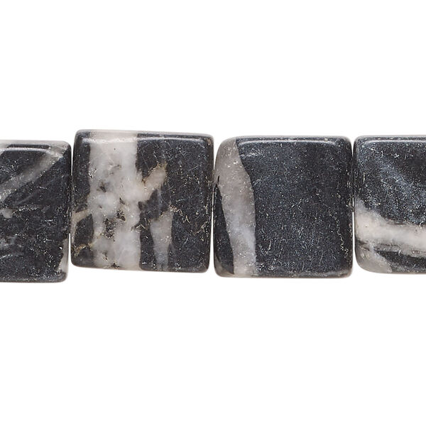 Zebra stone (marble) 1pkg1, flat square bead natural, 15 inch 14-15mm image number 0