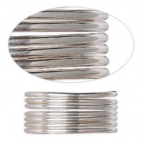 Wire, sterling silver, half-hard, round, 14 gauge. Sold per pkg of 5 feet. image number 0