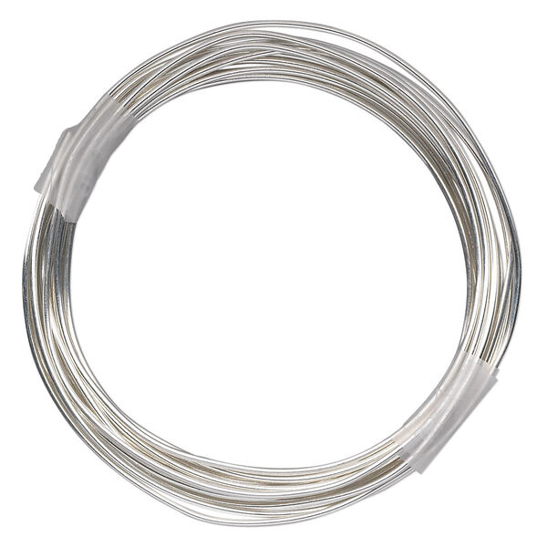 Wire, sterling silver-filled, dead-soft, round, 18 gauge. Sold per pkg of 100 feet. image number 0