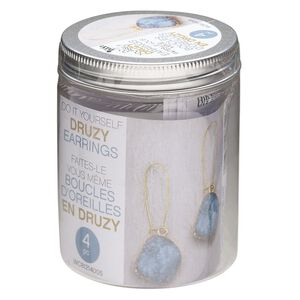 Brass / copper / "druzy" (resin) 1pkg4, freeform earring kit assortment gold-finished / green 23x20mm