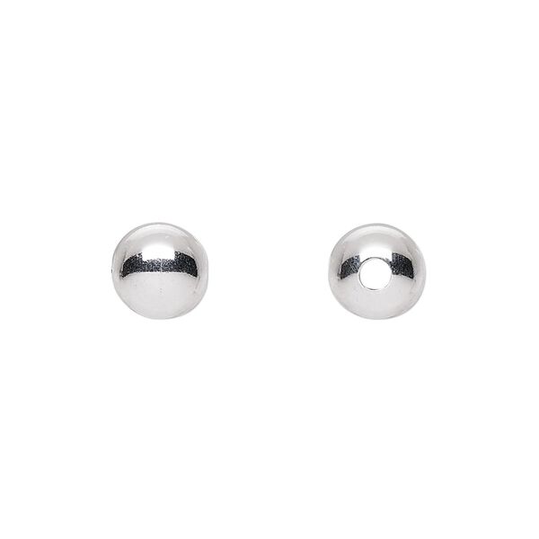 Bead, sterling silver, 8mm seamless round. Sold per pkg of 50. image number 0