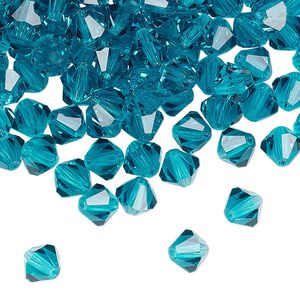 Bead 24pk blue zircon, Preciosa Czech crystal 6mm bicone