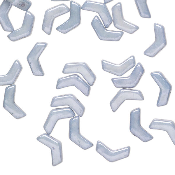 Bead, Preciosa, Czech pressed glass, opaque blue luster, 8.5x4.5mm double-drilled chevron. Sold per pkg of 30. image number 0