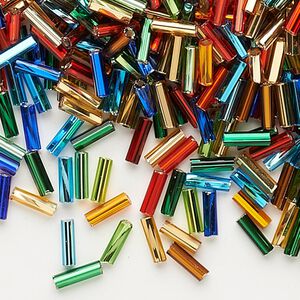 Bead mix 1/4 lb pk mixed colors Preciosa Ornela Czech glass bugle bead, 8x2mm tube