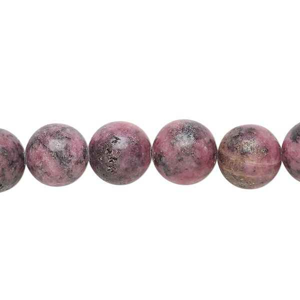 Bead, rhodonite (natural), 10mm round, D grade, Mohs hardness 5-1/2 to 6-1/2. Sold per 15" to 16" strand. image number 0