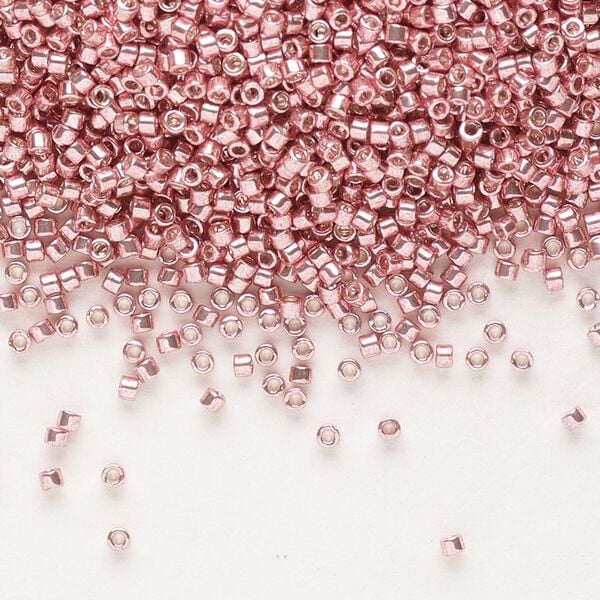 Seed bead, Delica®, glass, pkg/250g, #11 round, opaque galvanized pink blush (DB-0435). image number 0