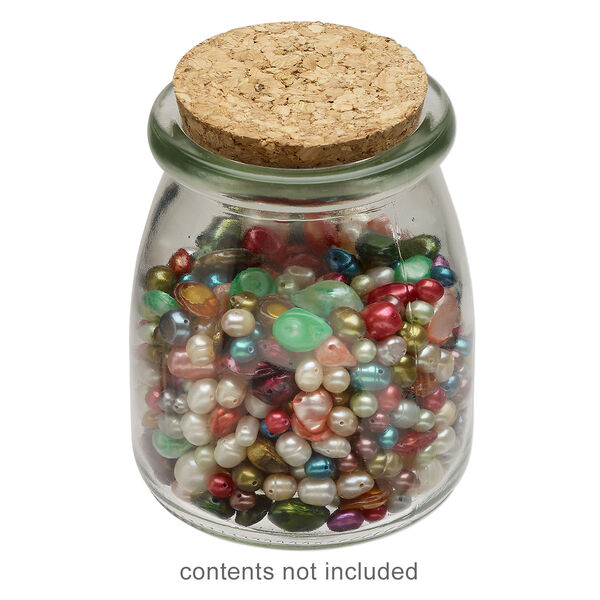 Bottle, glass and cork, clear, 3-1/4x2-1/2 inch with cork stopper and 1-1/2-inch opening. Sold individually. image number 0