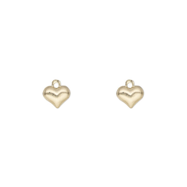 Charm, 14Kt gold-filled, 6x5mm single-sided puffed heart. Sold per pkg of 2. image number 0