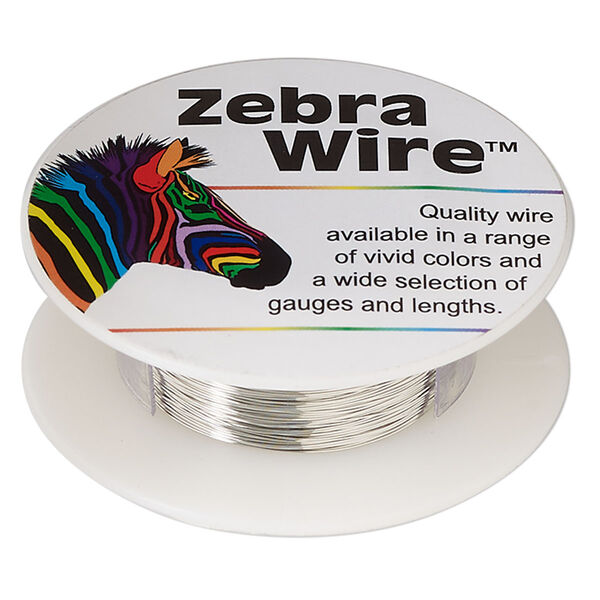 Wire, Zebra Wire™, tinned copper, silver color, round, 30 gauge. Sold per 50-yard spool. image number 0
