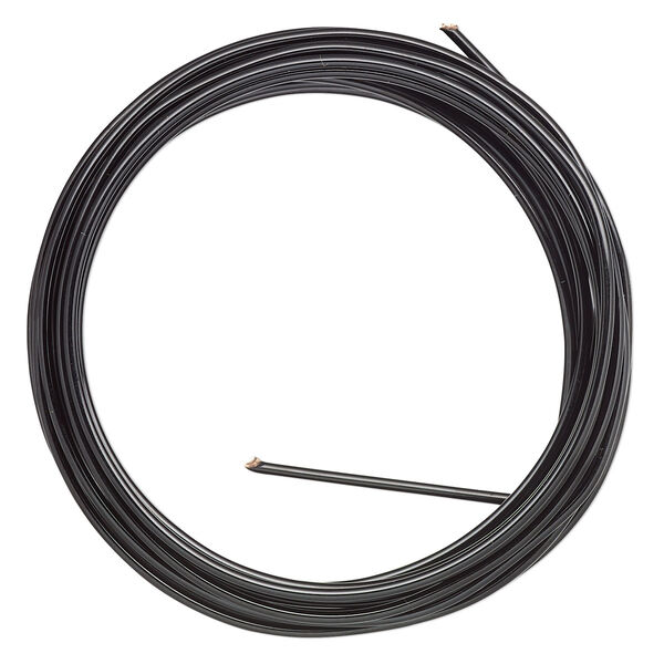 Wire, ParaWire™, black enamel copper, round, 14 gauge. Sold per 10-foot section. image number 0