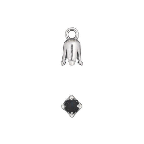 Cord end, JBB Findings, antique silver-plated pewter (tin-based alloy), 8x5mm cone, 3mm inside diameter. Sold per pkg of 2. image number 0