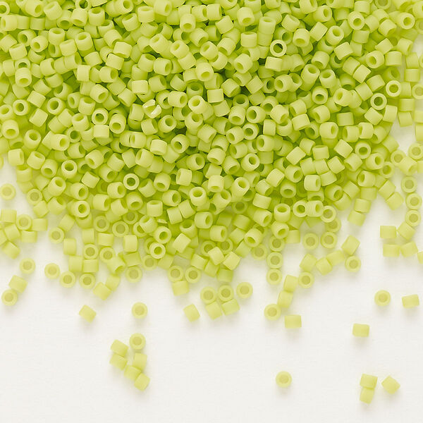 Seed bead, Delica®, glass, pkg/50g, #11 round, opaque matte chartreuse (DB-0763). image number 0
