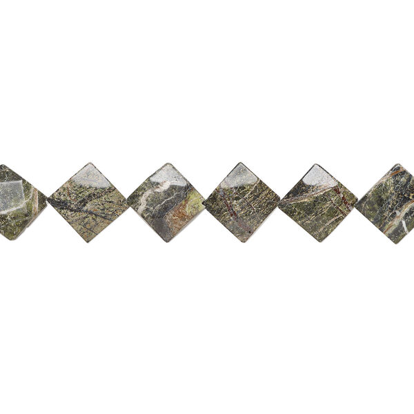 Russian serpentine 1pkg1, puffed diamond bead natural, 15 inch 31-35mm image number 1