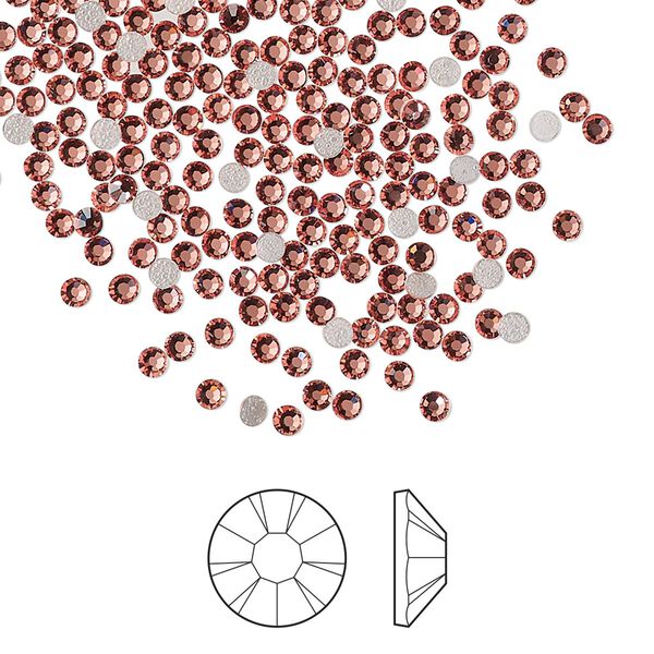 Flat back 144pk rose peach foil back, Preciosa MAXIMA Czech crystal hotfix rhinestone 1.9-2.1mm chaton rose round SS6 image number 0