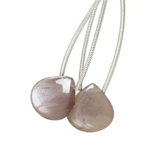 Coffee moonstone 1pkg2, hand-cut top-drilled puffed teardrop bead natural 14x14mm