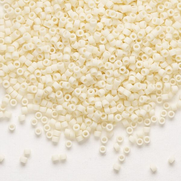 Seed bead, Delica®, glass, pkg/7.5g, #11 round, opaque matte dark cream (DB-0762). image number 0