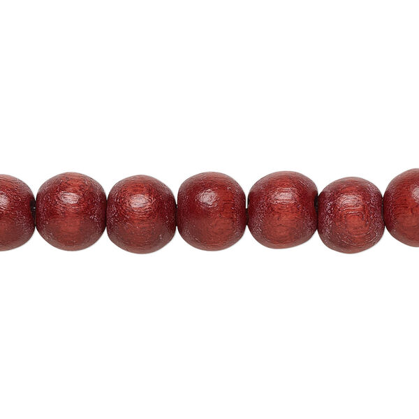 Bead, Taiwanese cheesewood (dyed / waxed), rust brown, 7-8mm round. Sold per pkg of (2) 15-1/2" to 16" strands. image number 0