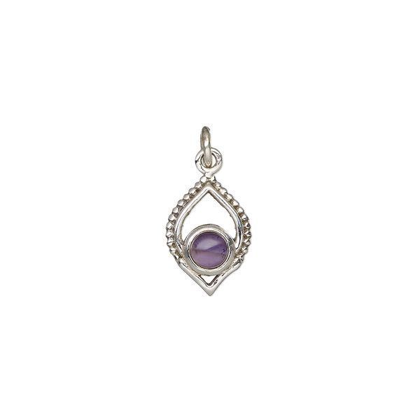 Amethyst / sterling silver 1pkg1, marquise drop natural antiqued 13.5x9mm image number 0