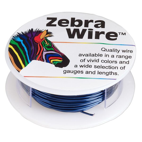 Wire, Zebra Wire™, color-coated copper, sapphire blue, round, 20 gauge. Sold per 15-yard spool. image number 0
