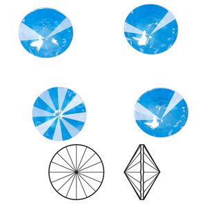 Chaton 144pk crystal electric blue ignite LacquerPRO, Swarovski® 14mm rivoli 1122