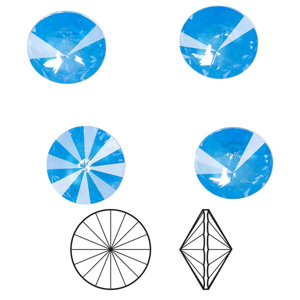 Chaton 144pk crystal electric blue ignite LacquerPRO, Swarovski® 14mm rivoli 1122 image number 0