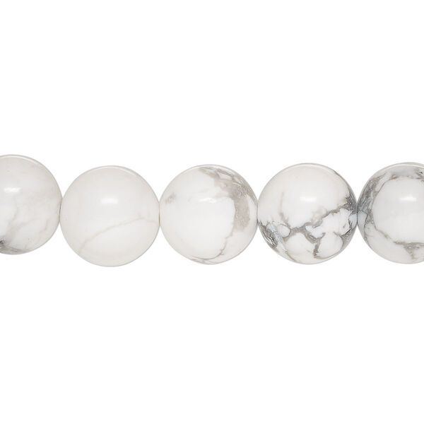 Bead, white howlite (natural), 10mm round, B grade, Mohs hardness 3 to 3-1/2. Sold per 15-1/2" to 16" strand. image number 0
