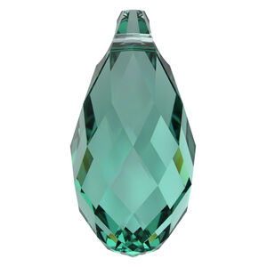 Briolette 1pkg24 Caribbean green, Crystal Passions&reg; Regenerated 13x6.5mm pendant drop 6010