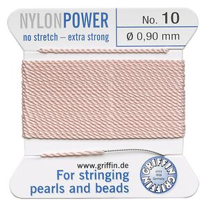 Thread, Griffin, nylon, light pink, size #10. Sold per 2-meter card (approximately 78 inches).