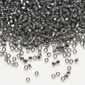 Seed bead, Dyna-Mites™, glass, pkg/40g, #11 round, transparent silver-lined gunmetal, (86:SR 11/0 SR).