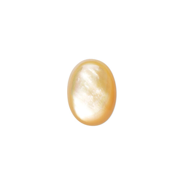 Cabochon, gold lip shell (natural), 16x12mm calibrated oval, Mohs hardness 3-1/2. Sold per pkg of 2. image number 0