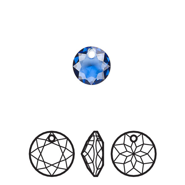 Drop 4pk sapphire, Crystal Passions® 8mm pendant classic cut 6430 image number 0