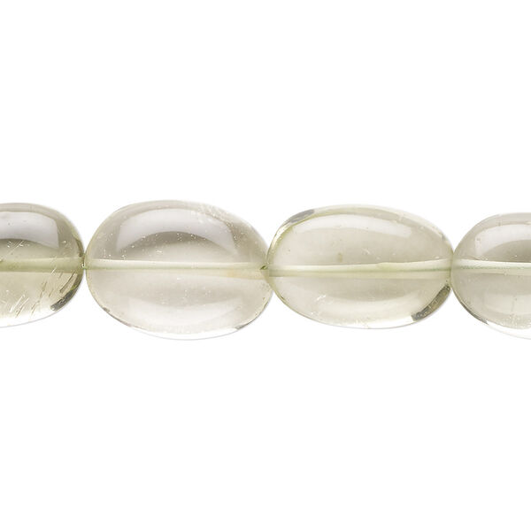 Green quartz 1pkg1, hand-cut puffed oval bead 7 inch 11x10mm-19x13mm image number 0