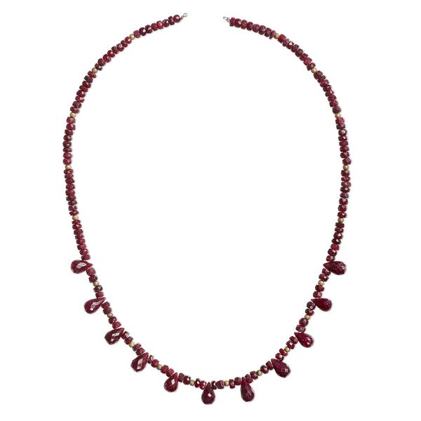 Ruby / sterling silver 1pkg1, faceted teardrop / faceted rondelle / round bead necklace base gold-plated 16 inch mixed sizes image number 0