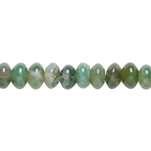 Moss agate 1pkg1, rondelle bead natural 15.5-16 inch 8x5mm