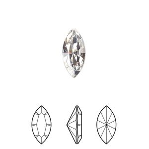 Fancy stone 144pk crystal foil back, Swarovski® 15x7mm navette 4228