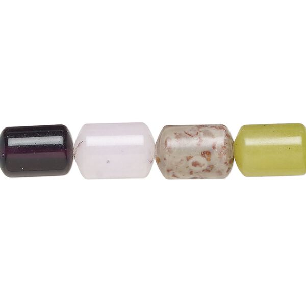 Multi-gemstone / glass 1pkg1, drum bead 15 inch 11x8mm-12x9mm image number 0