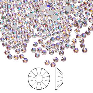 Flat back 1440pk crystal AB foil back, Preciosa Viva 12® Czech crystal rhinestone 2.3-2.5mm chaton rose round SS8