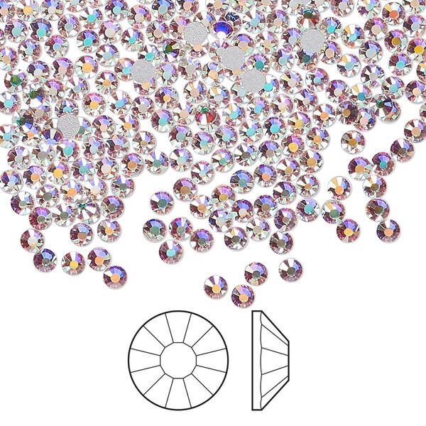 Flat back 1440pk crystal AB foil back, Preciosa Viva 12® Czech crystal rhinestone 2.3-2.5mm chaton rose round SS8 image number 0