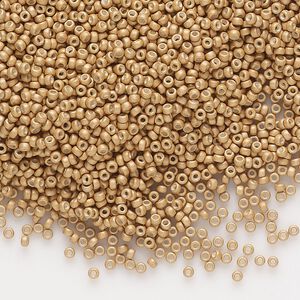 Seed bead, Miyuki, glass, pkg/250g, #15 rocaille, opaque matte galvanized mead, (RR-2082).
